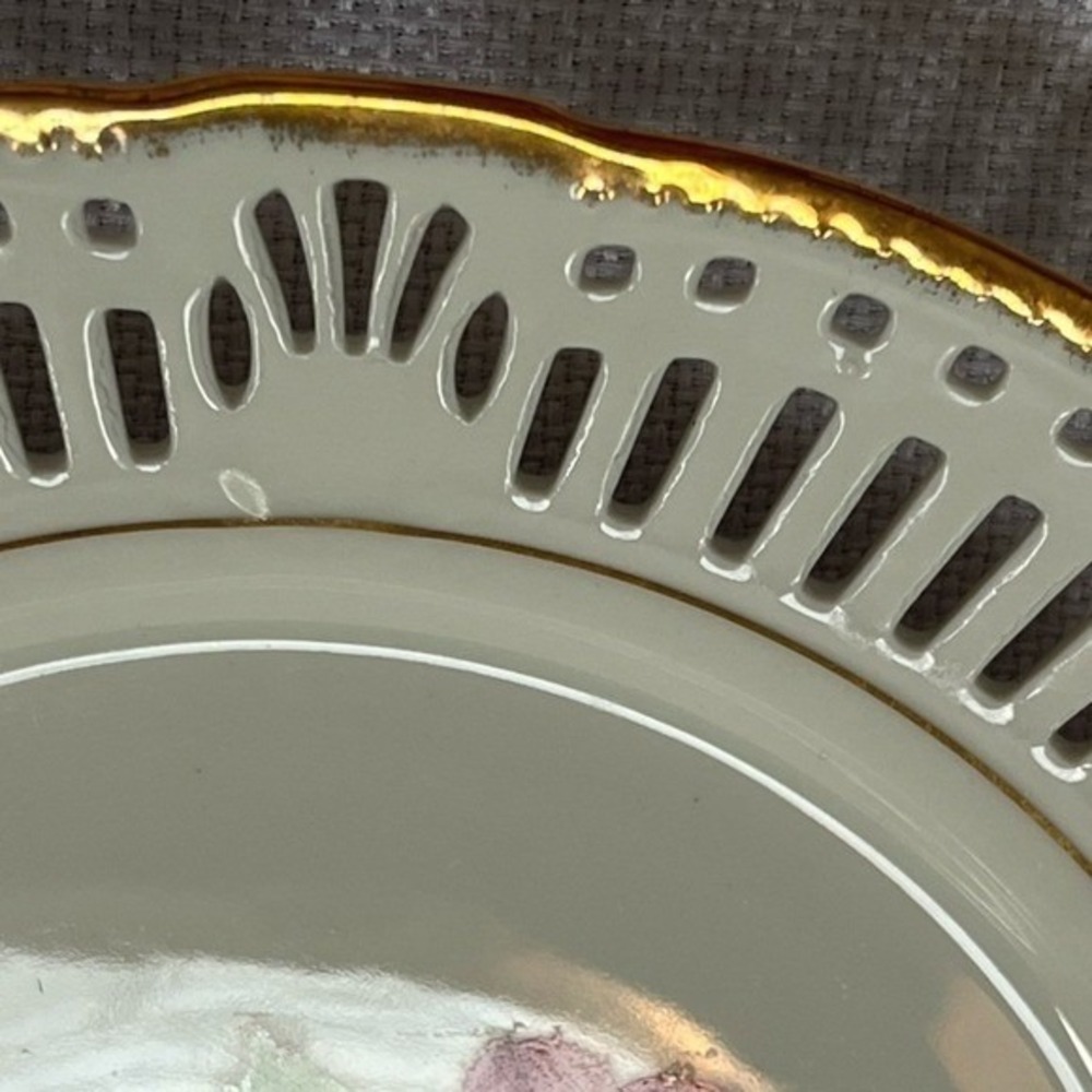 Vintage Schruarzenhammer Bavaria Germany Reticulated Bread Butter Plate Fruit - Picture 9 of 9